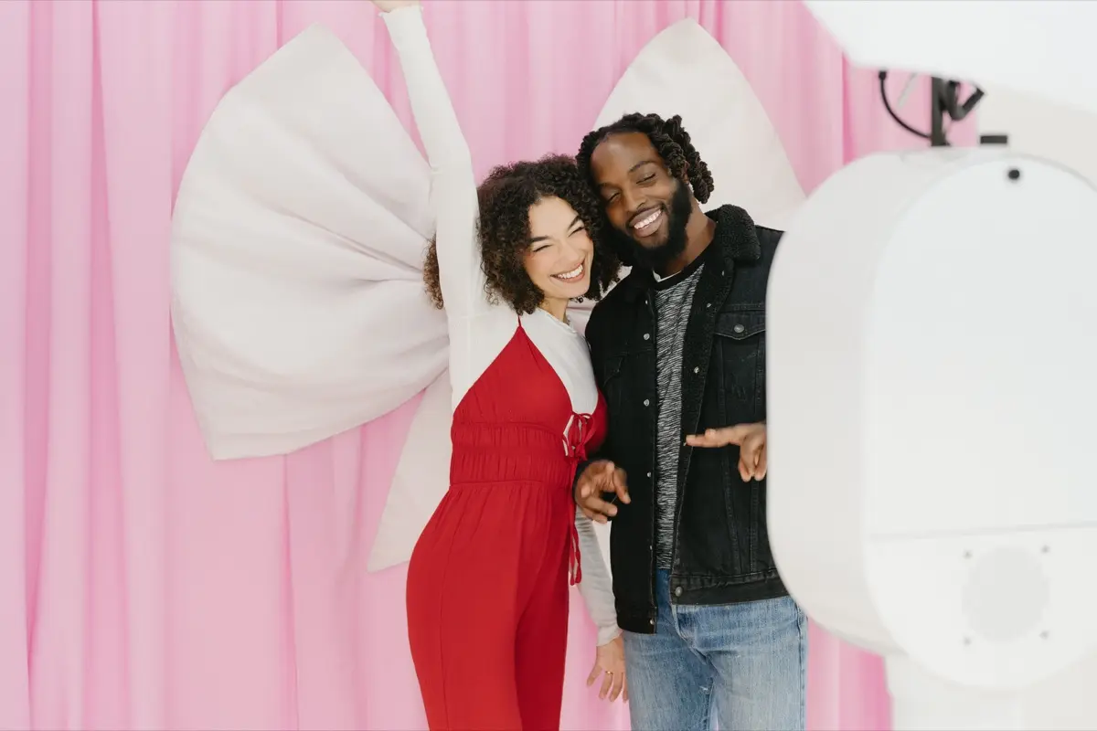 Bridal Photo Booth Pink Bow Backdrop 3 — Photo Booth Los Angeles