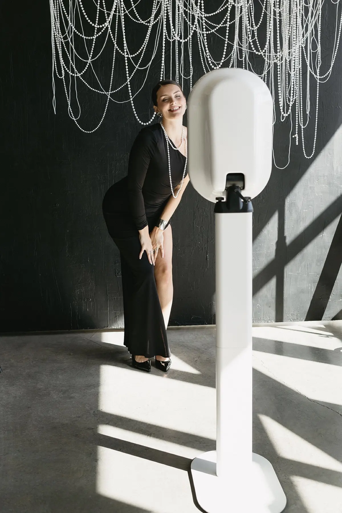 Elegant pearl open air photo booth rental at a Los Angeles event