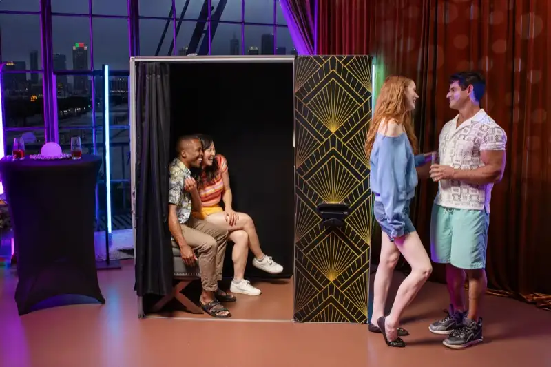 Enclosed Photo Booth rental in Los Angeles — Captured Celebrations
