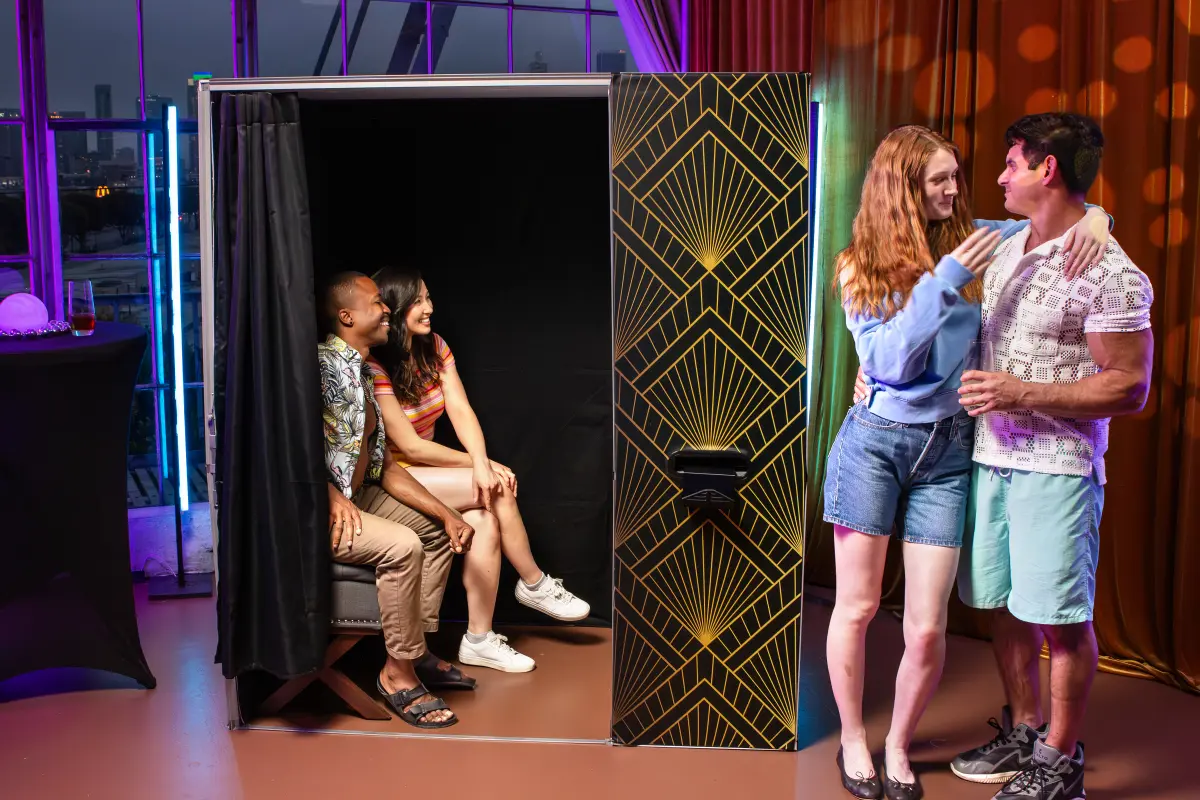 Enclosed photo booth classic curtained experience Los Angeles gala