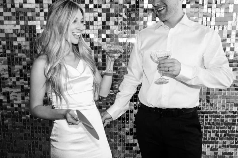 Glam photo booth B&W portrait at LA corporate gala