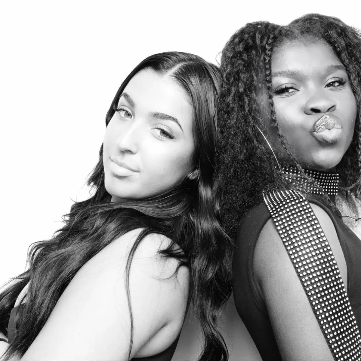 Glam photo booth portrait at Los Angeles wedding — stunning black and white Hollywood-style photo, Captured Celebrations