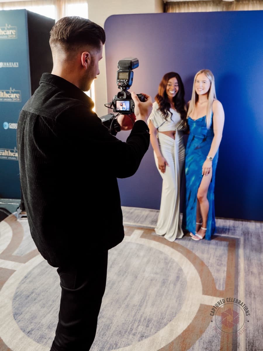 Roaming photographer at a corporate event