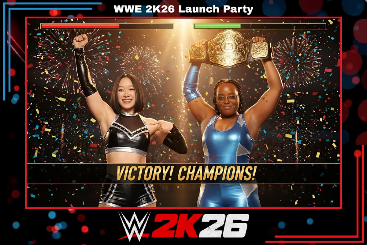 WWE 2K26 launch party photo booth activation at Smogshoppe in Culver City
