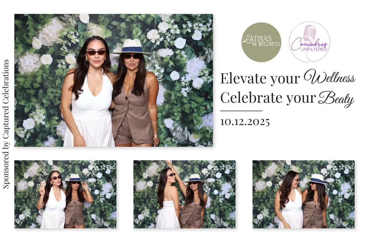 Comadres Unfiltered beauty and wellness event photo booth setup in Los Angeles