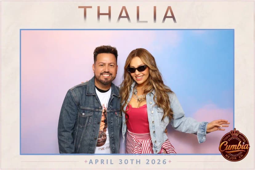 Fans celebrate with Thalia at the custom-branded photo booth at Barnes & Noble The Grove Los Angeles