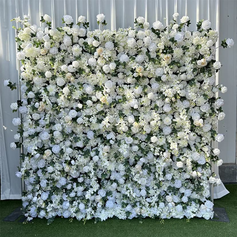 Flower wall backdrop at Los Angeles quinceañera photo booth — elegant floral display, Captured Celebrations