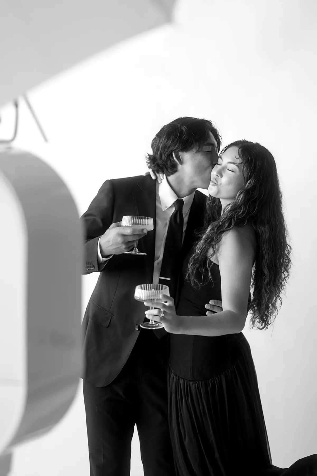 Glam photo booth black and white portrait in Los Angeles