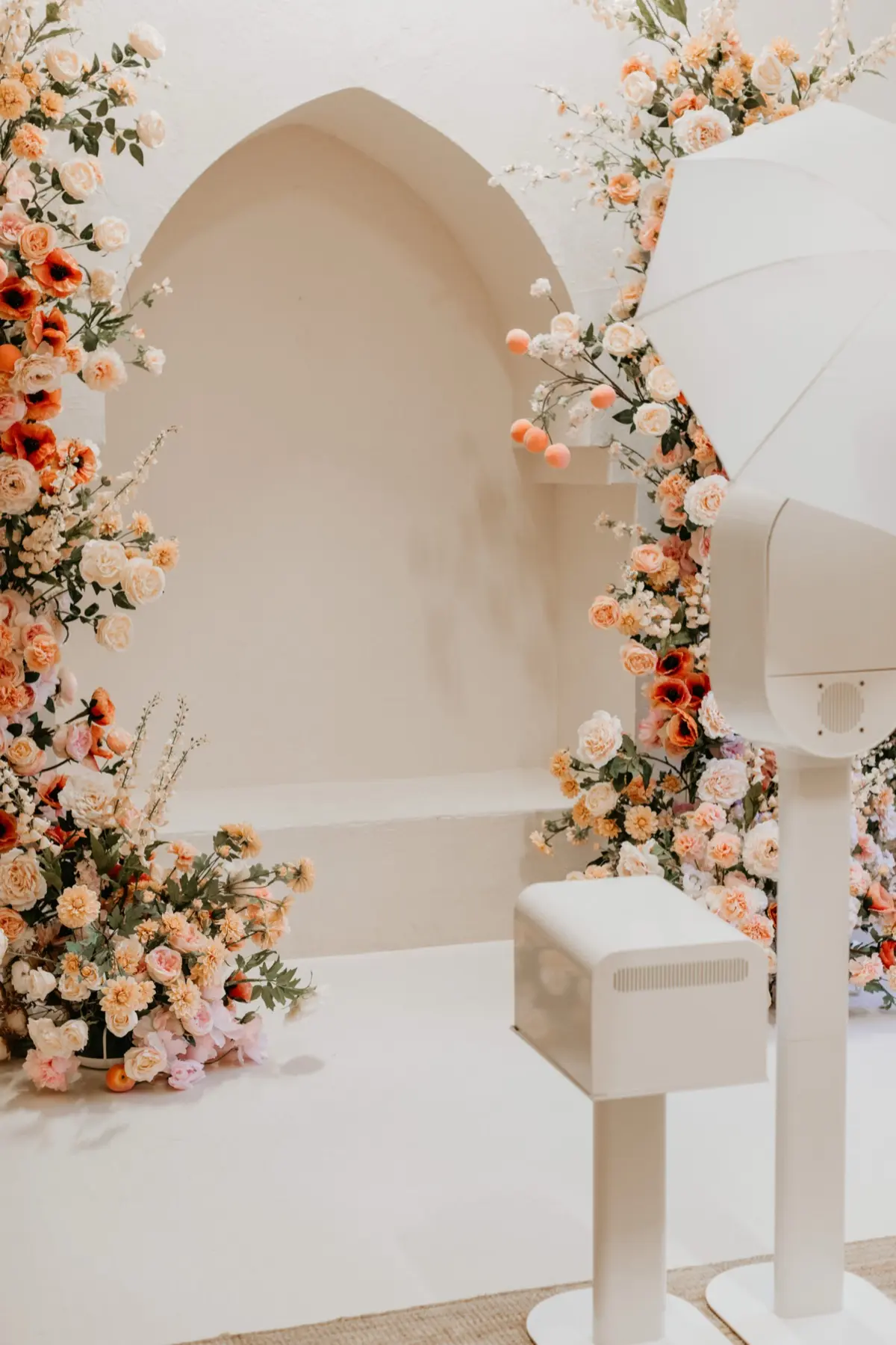 Peachy themed photo booth capturing hopeful moments at a Los Angeles celebration