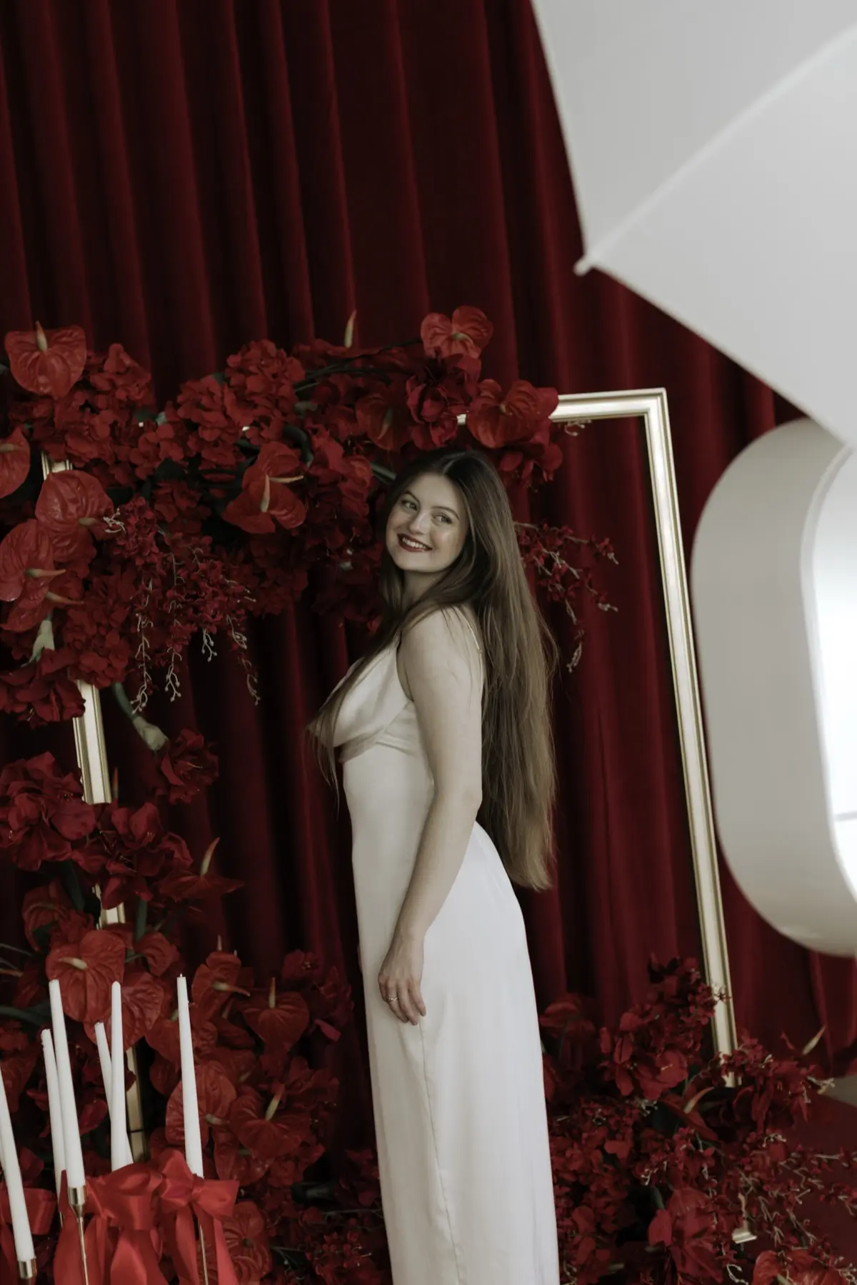 Red carpet photo booth at a quinceanera event in Los Angeles